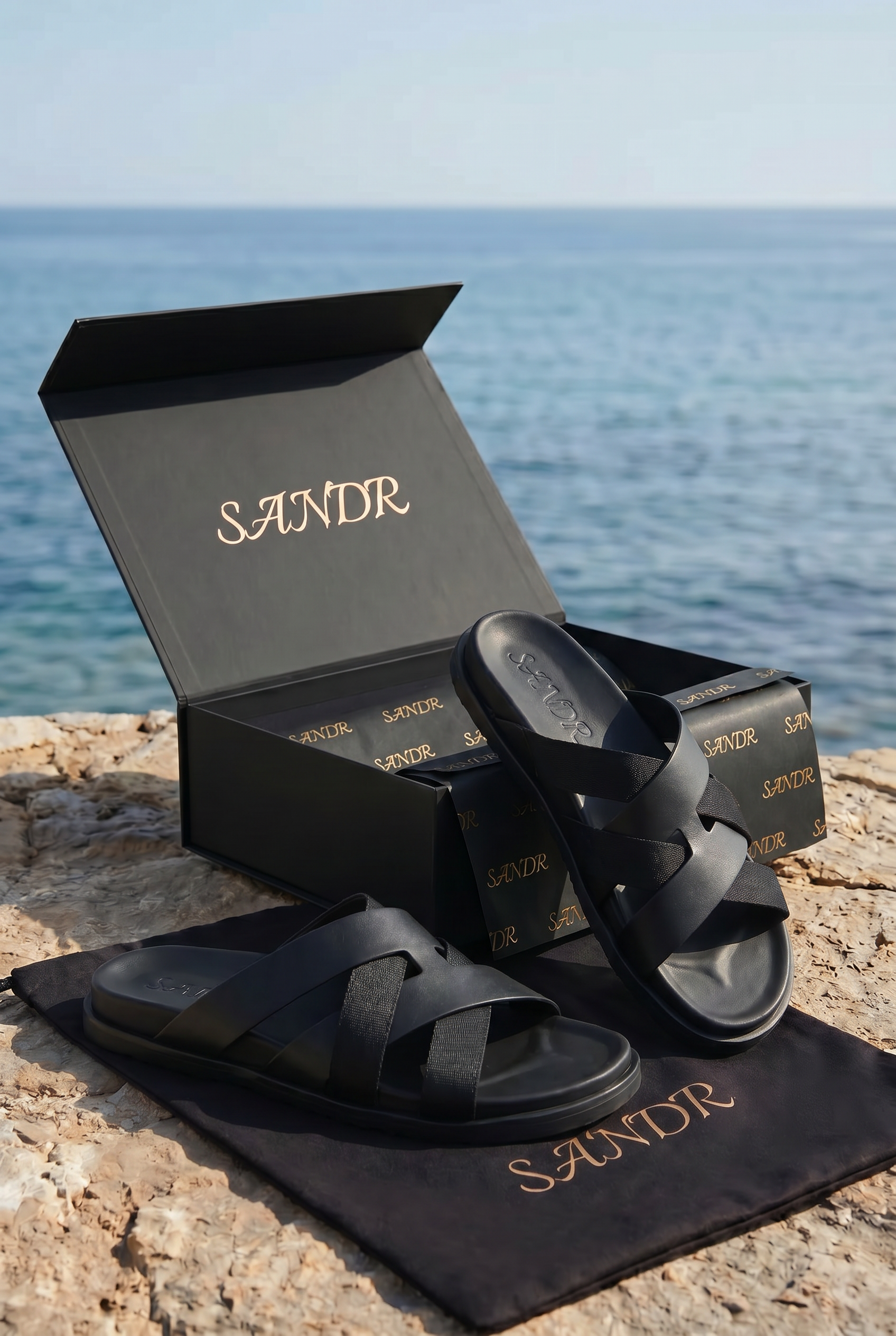 Amalfi Leather Sandal Black