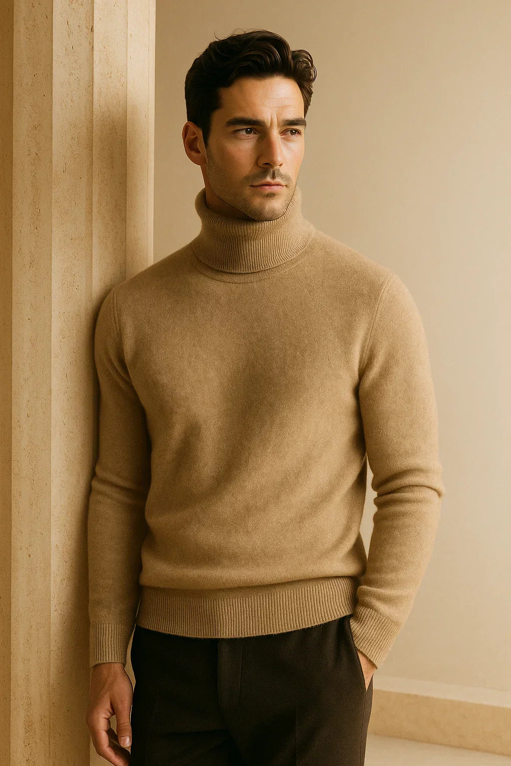 Avenzo Cashmere Turtleneck Dark Beige