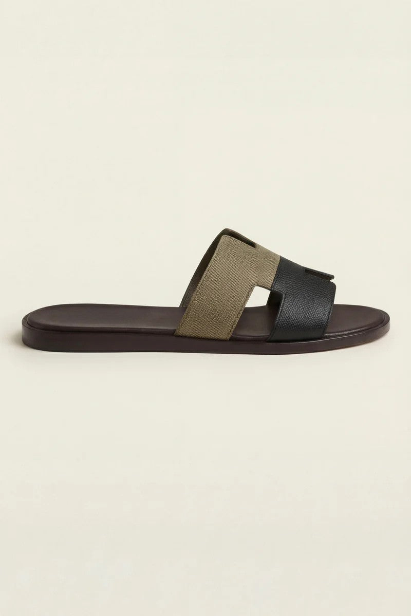 Arezzo Leather Sandal Olive & Black