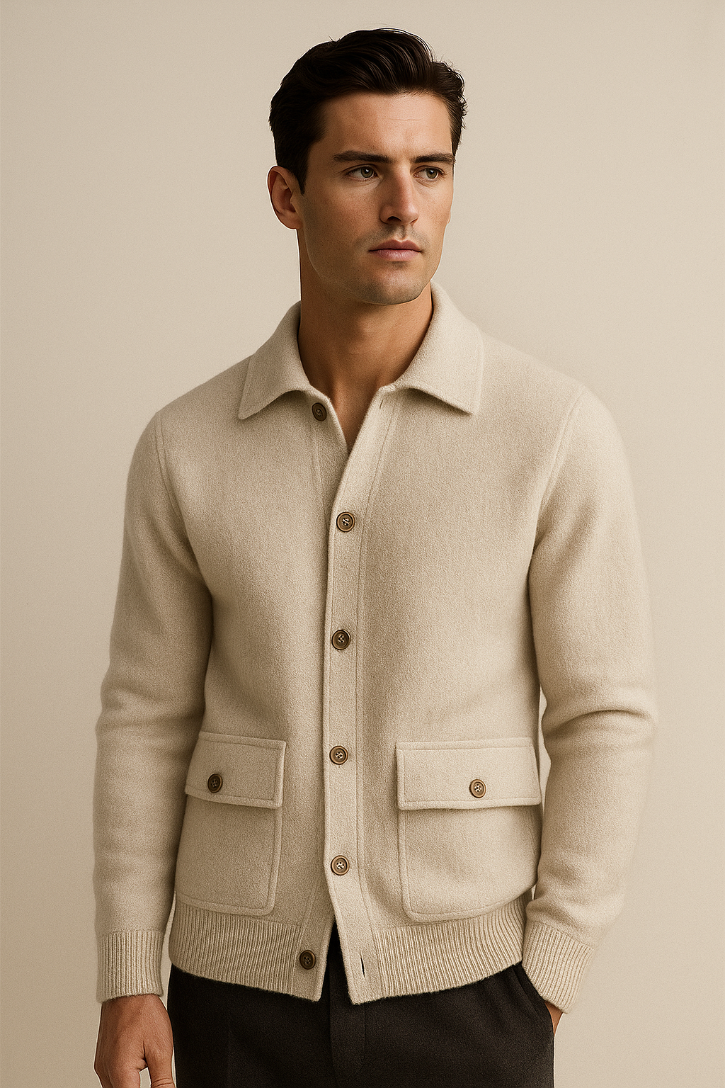 Lorenzo Cashmere Cardigan Ivory
