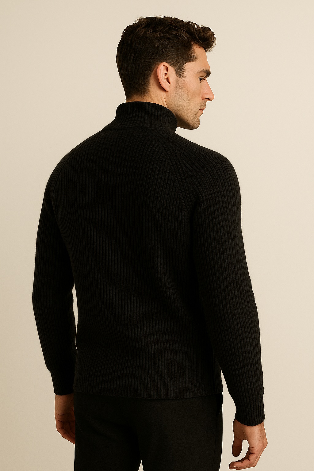 Valeno Wool Zip Knit Black