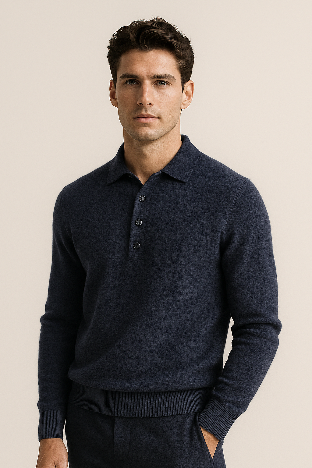 Alessandro Merino Polo Knit Navy