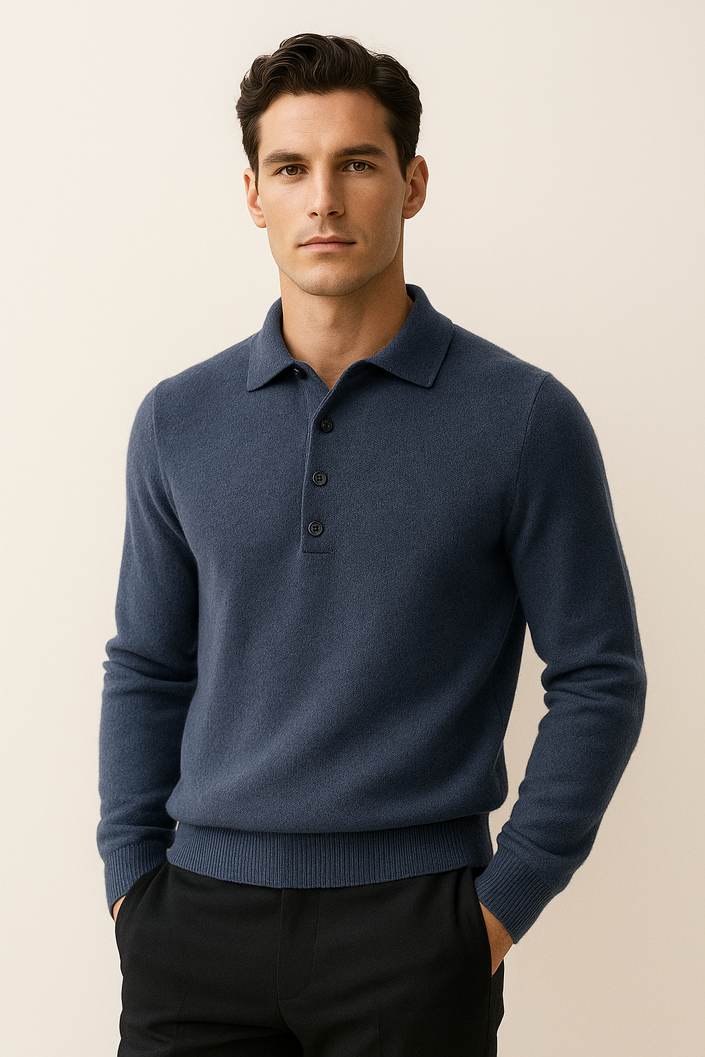 Alessandro Merino Polo Knit Blue