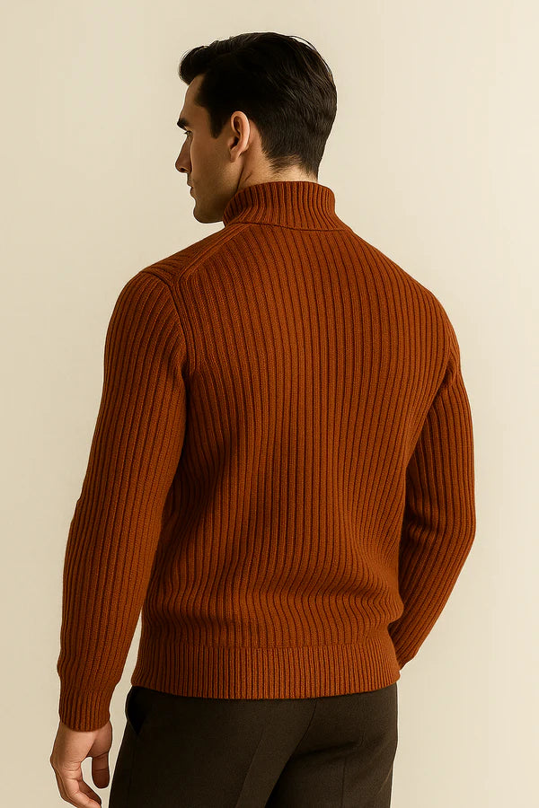 Sestino Merino Zip Knit Terracotta