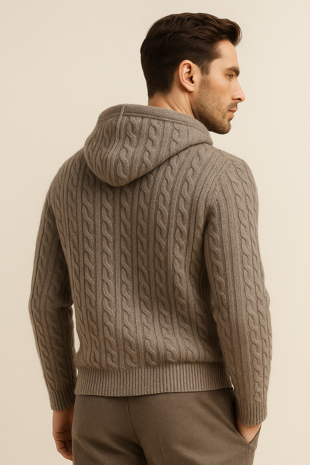 Talieri Hooded Cable Knit Grey