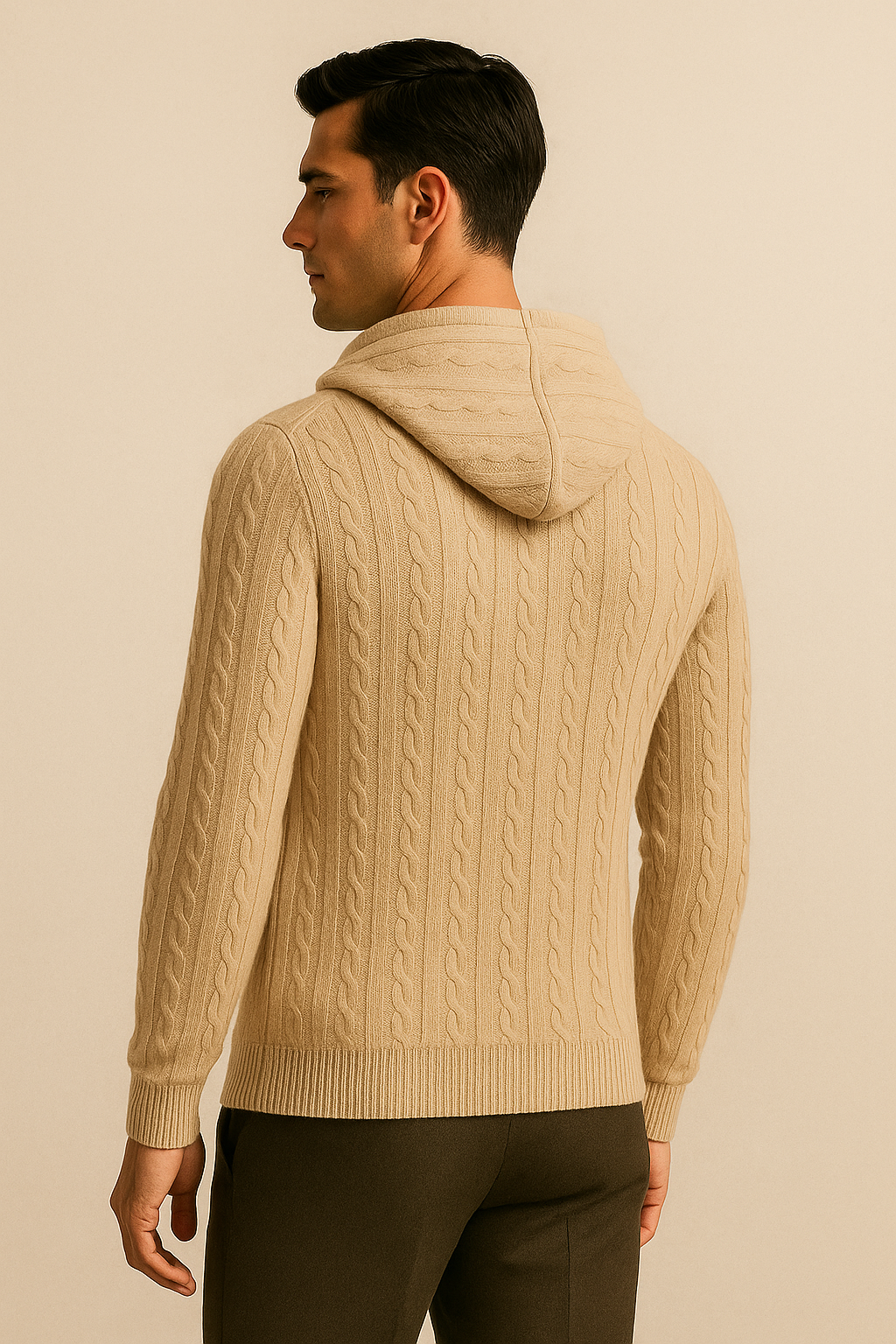 Talieri Hooded Cable Knit Beige