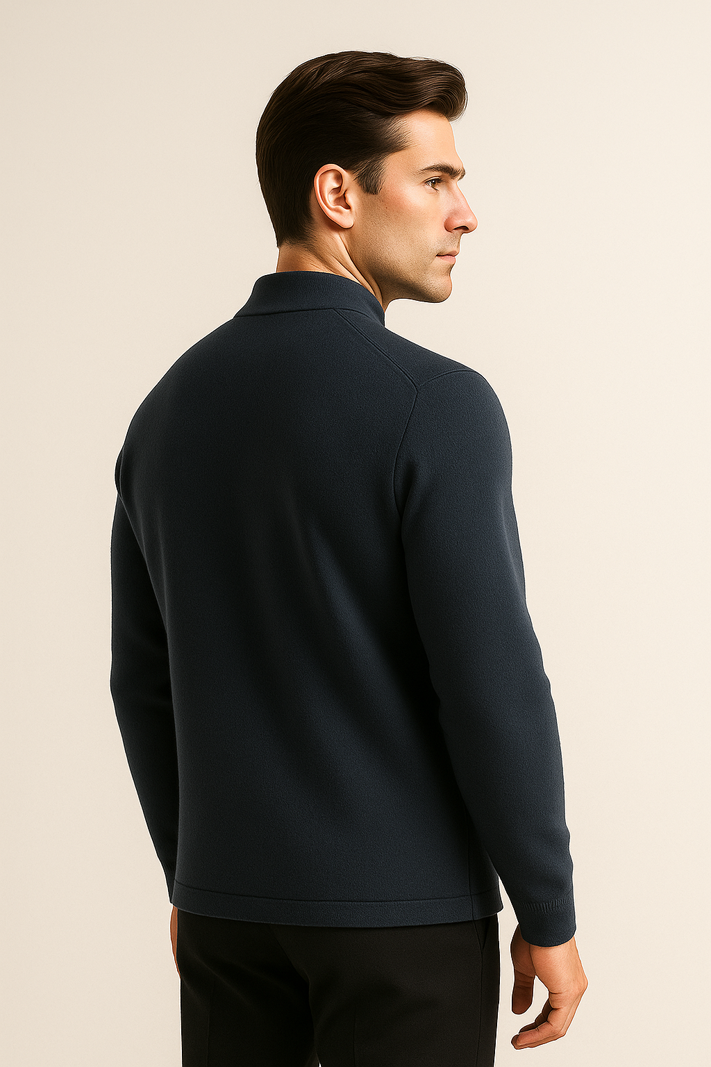 Lunaro Mandarin Wool Navy