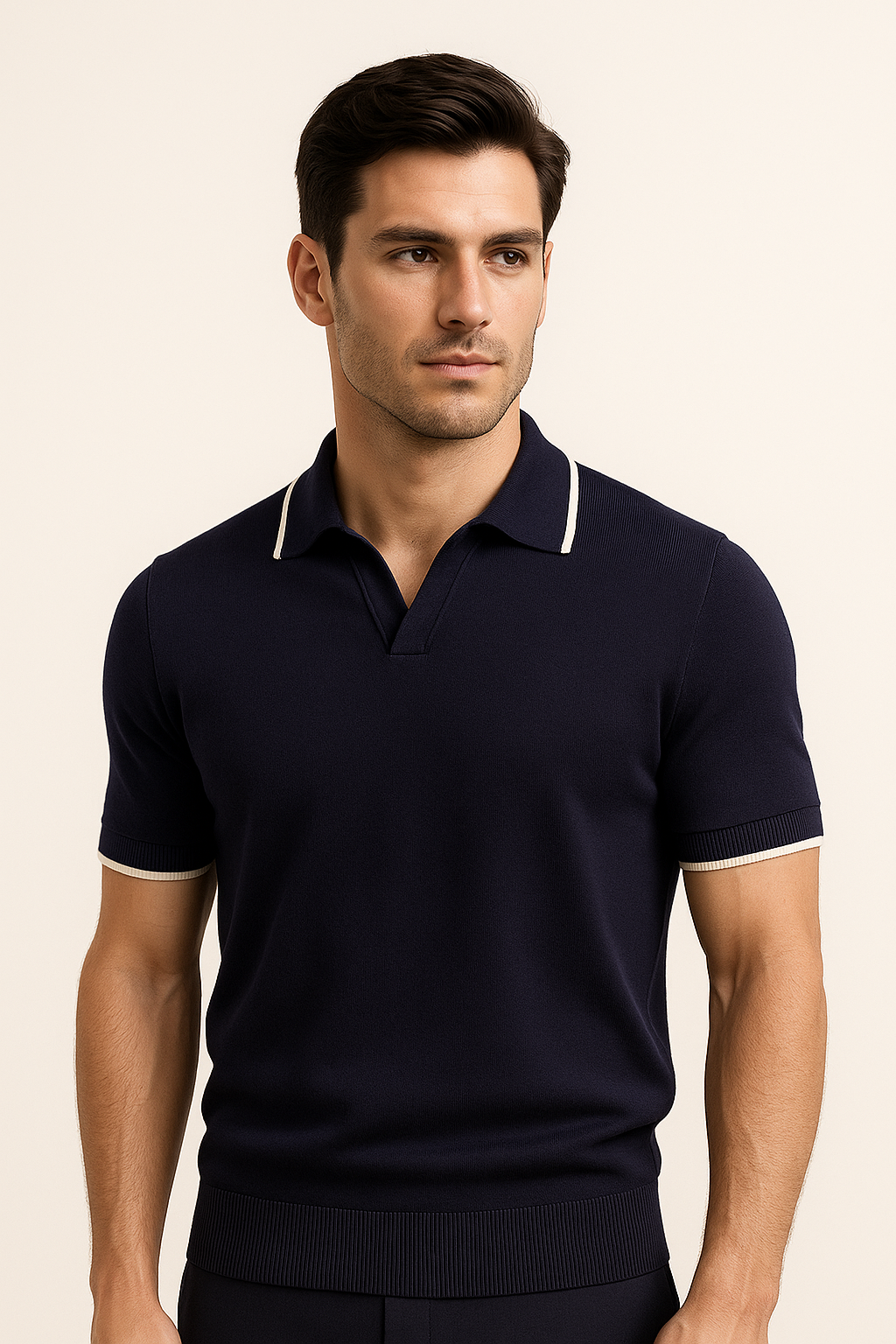 Rivoro Knitted Polo Navy