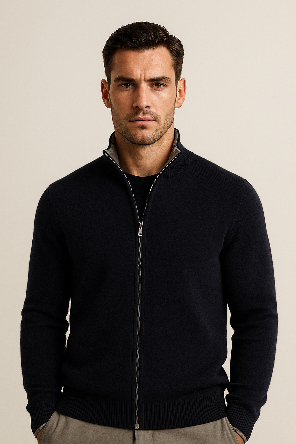 Terenzo Zip Cardigan Navy