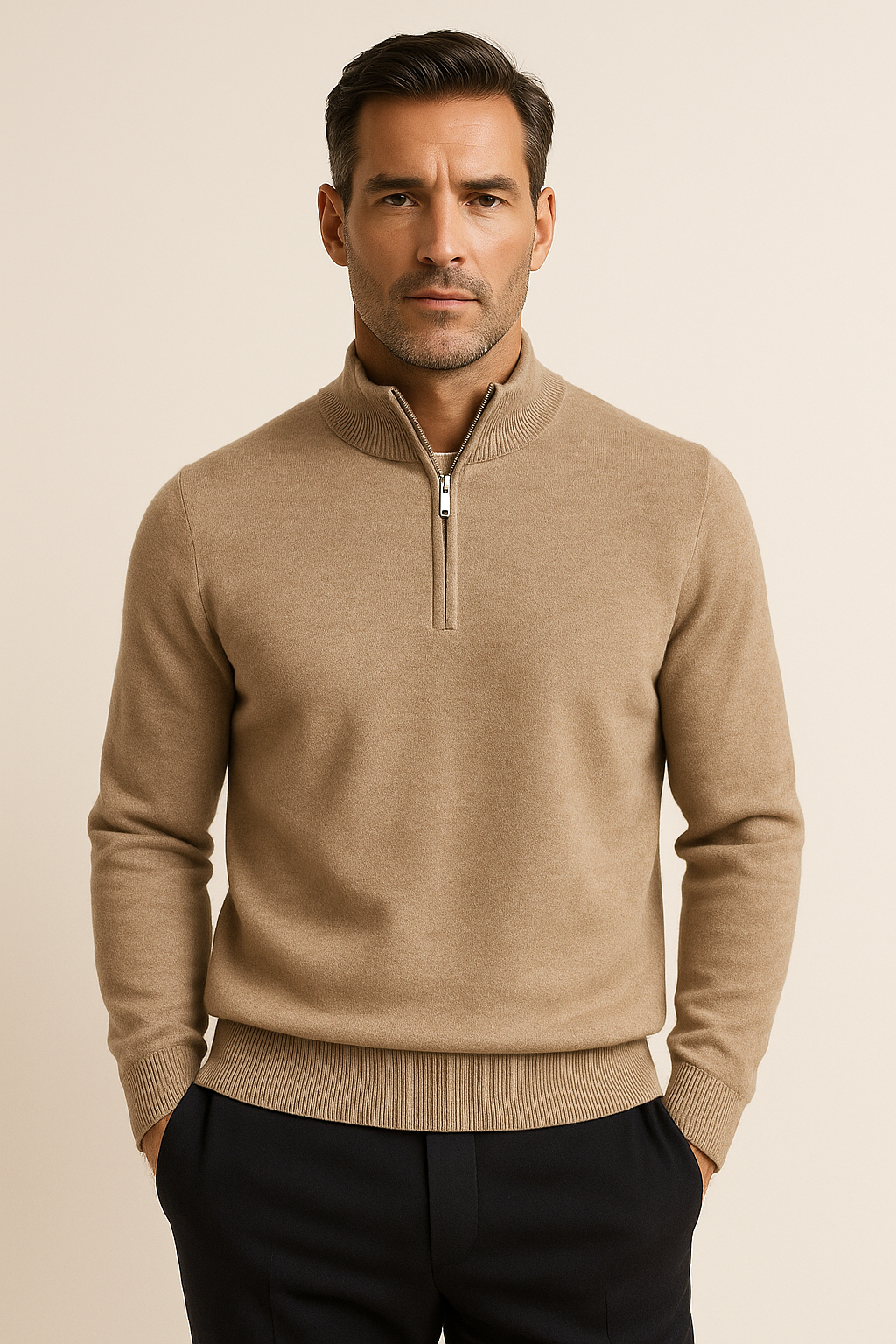 Varelli Quarter-Zip Beige