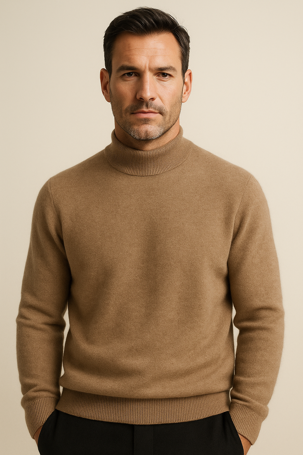 Vantori Mock Neck Knit Light Brown