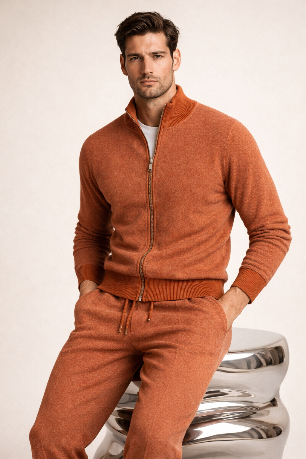 Nico Wool Zip Set Orange