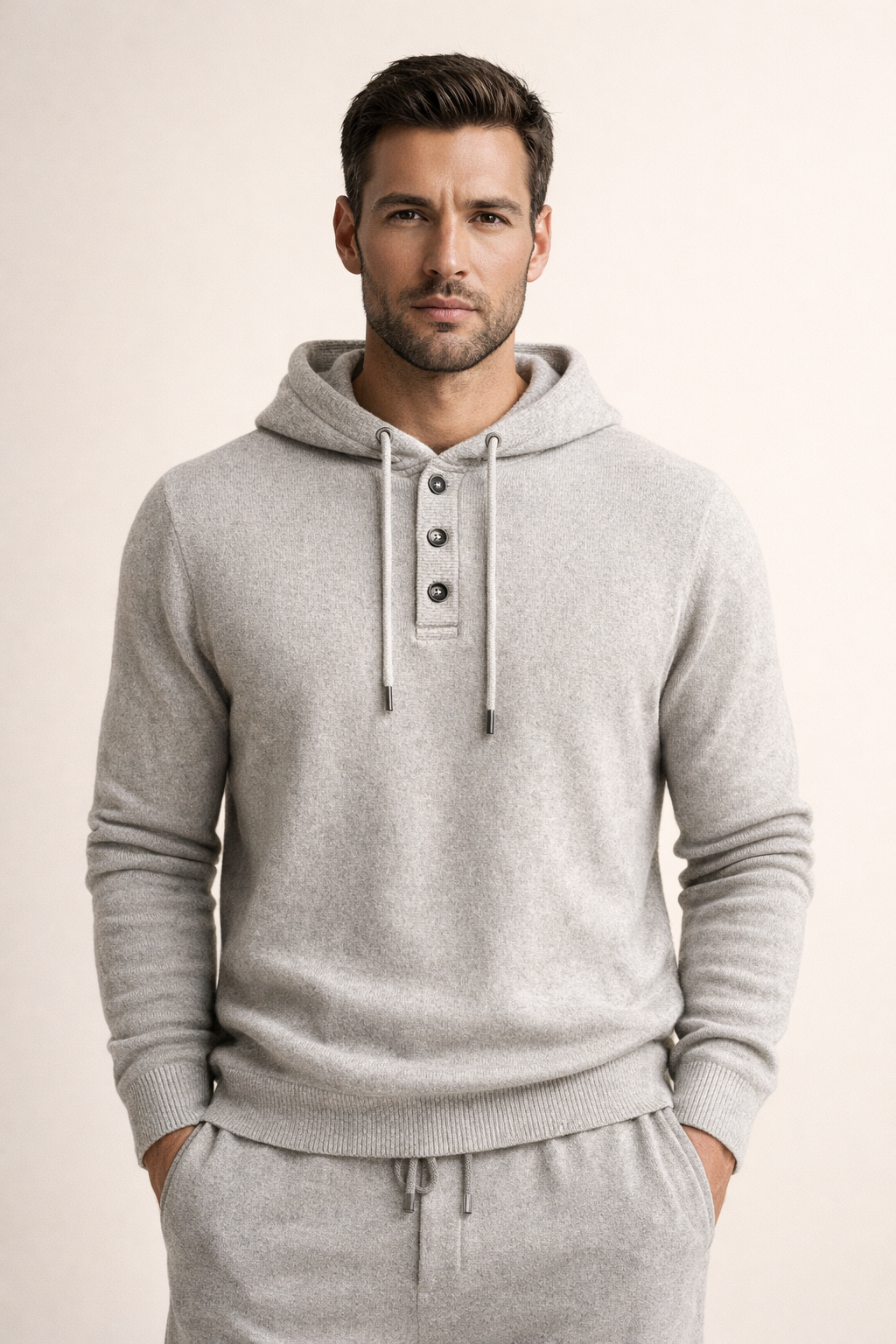 Federico Knit Hooded Set Grey