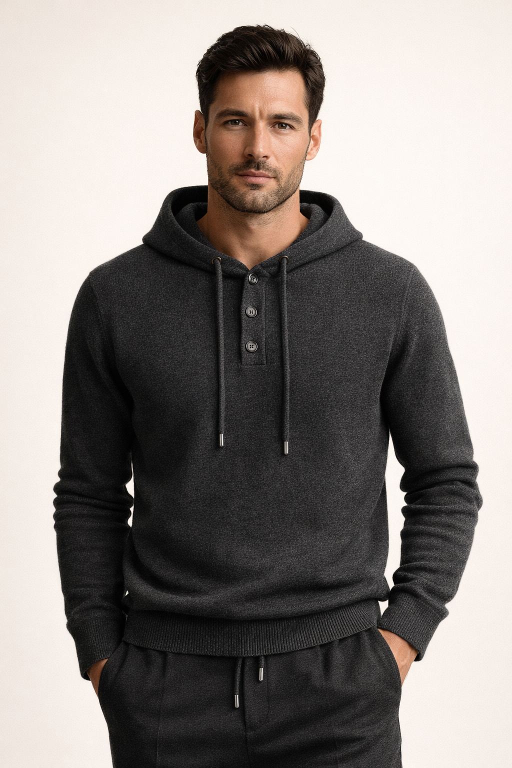 Federico Knit Hooded Set Dark Grey