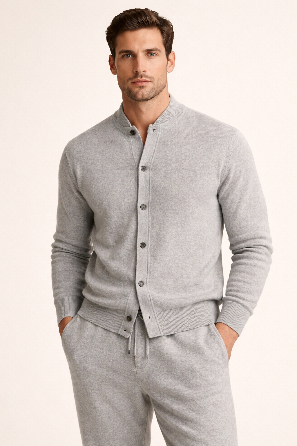 Silvio Wool Button Set Grey