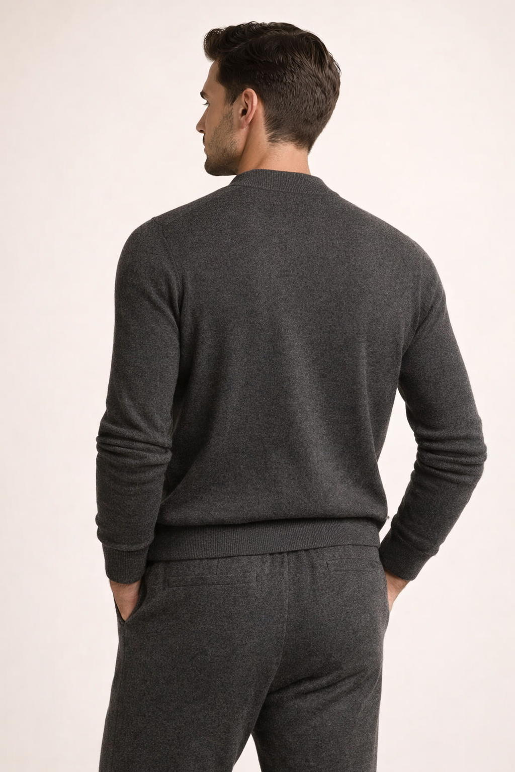 Silvio Wool Button Set Dark Grey