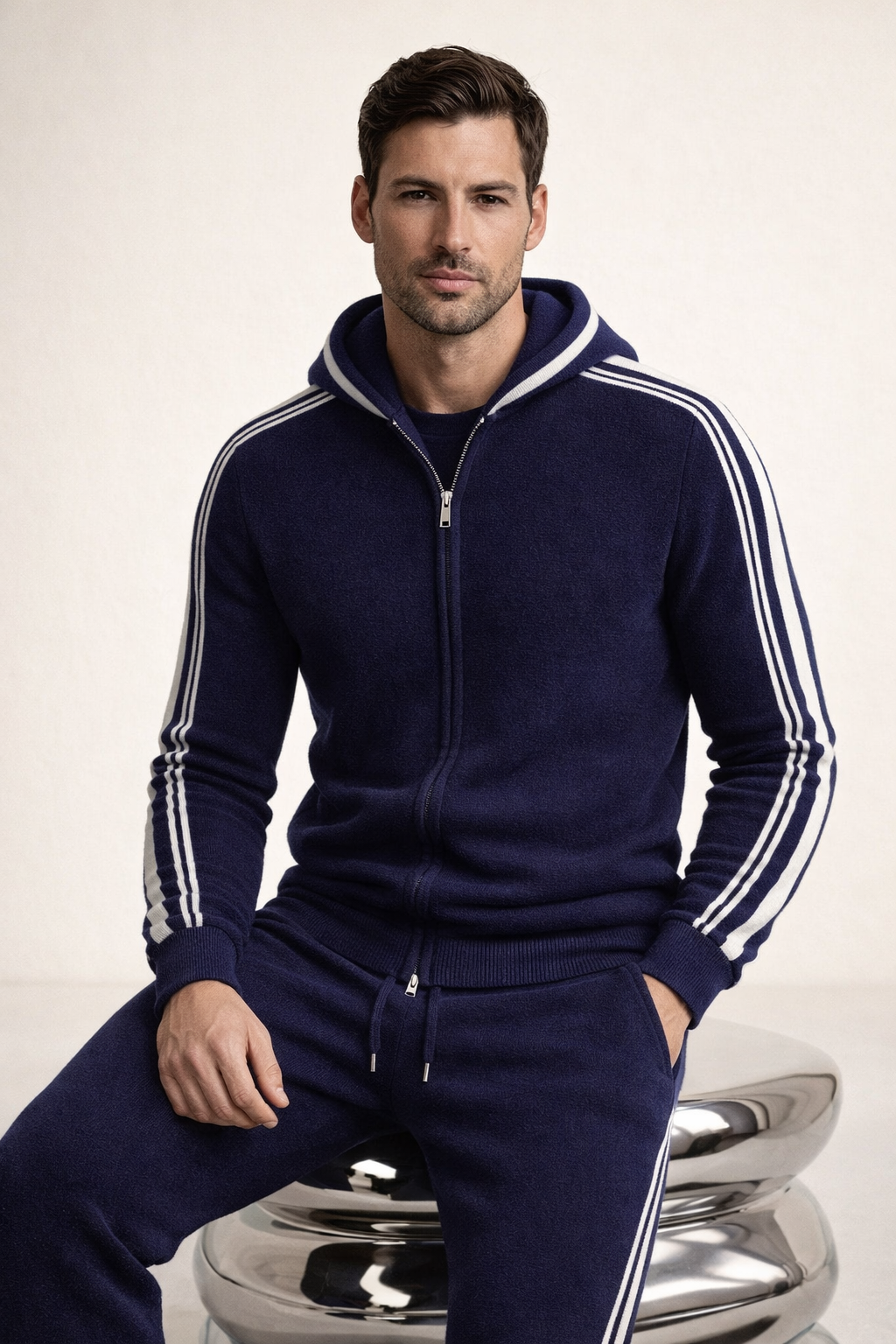 Giancarlo Hooded Zip Set Navy