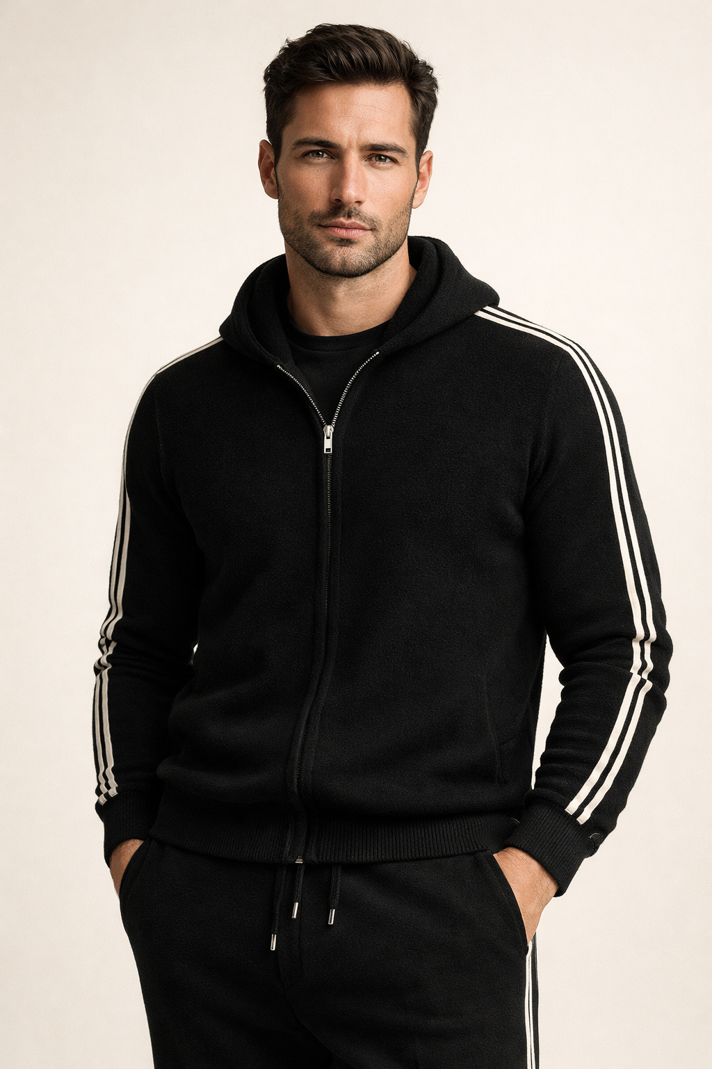 Giancarlo Hooded Zip Set Black