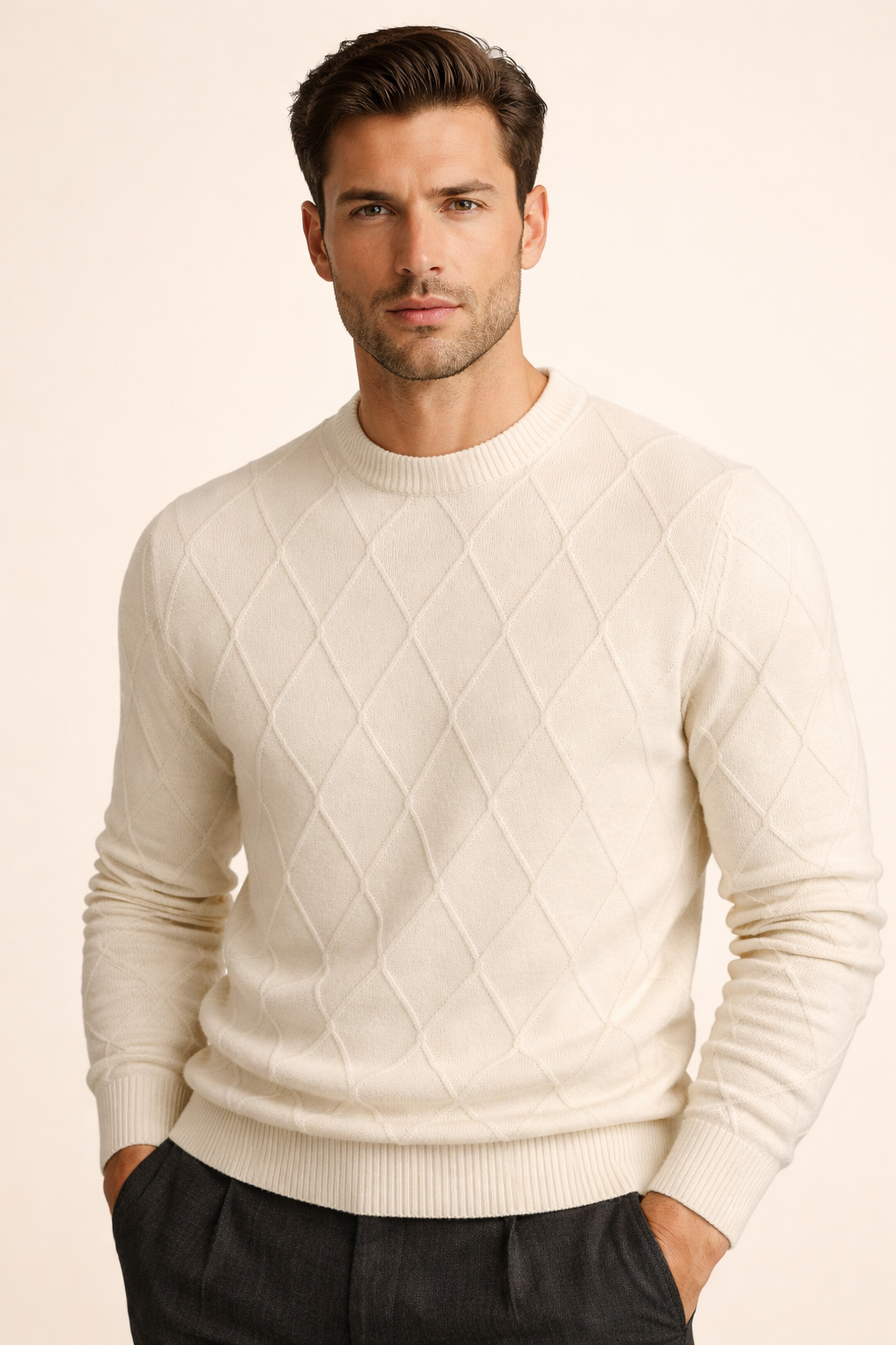 Cesare Knit Crewneck Sweater Beige