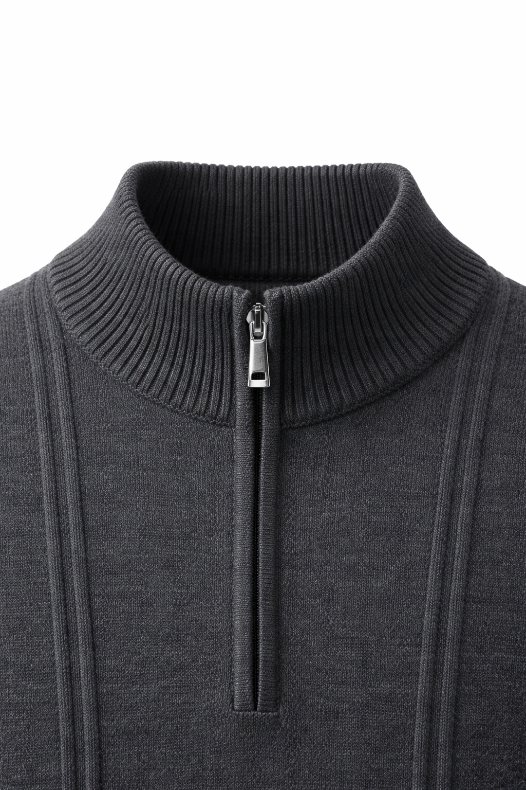Teo Cashmere Half-Zip Knit Dark Grey