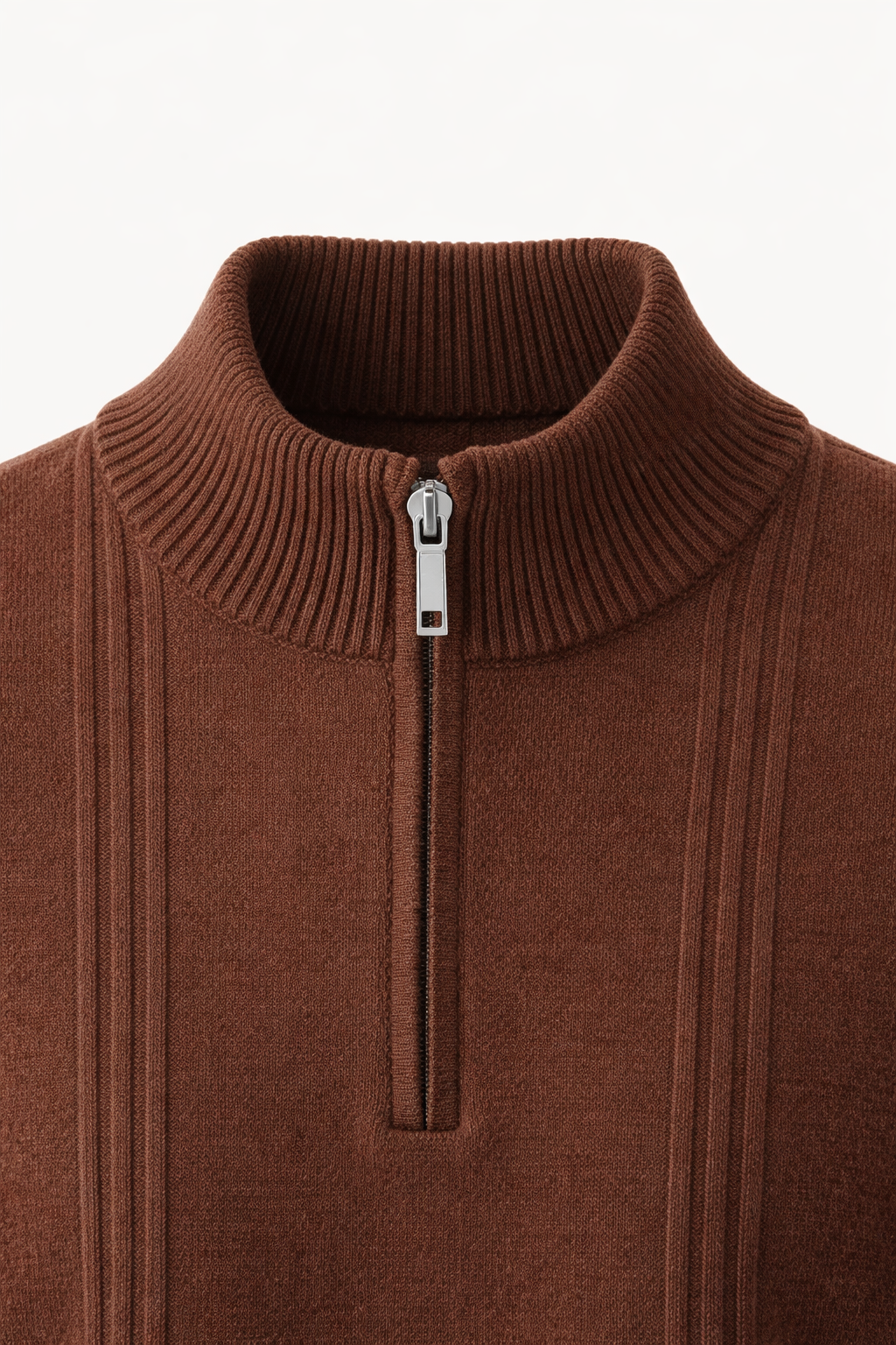 Teo Cashmere Half-Zip Knit Brown