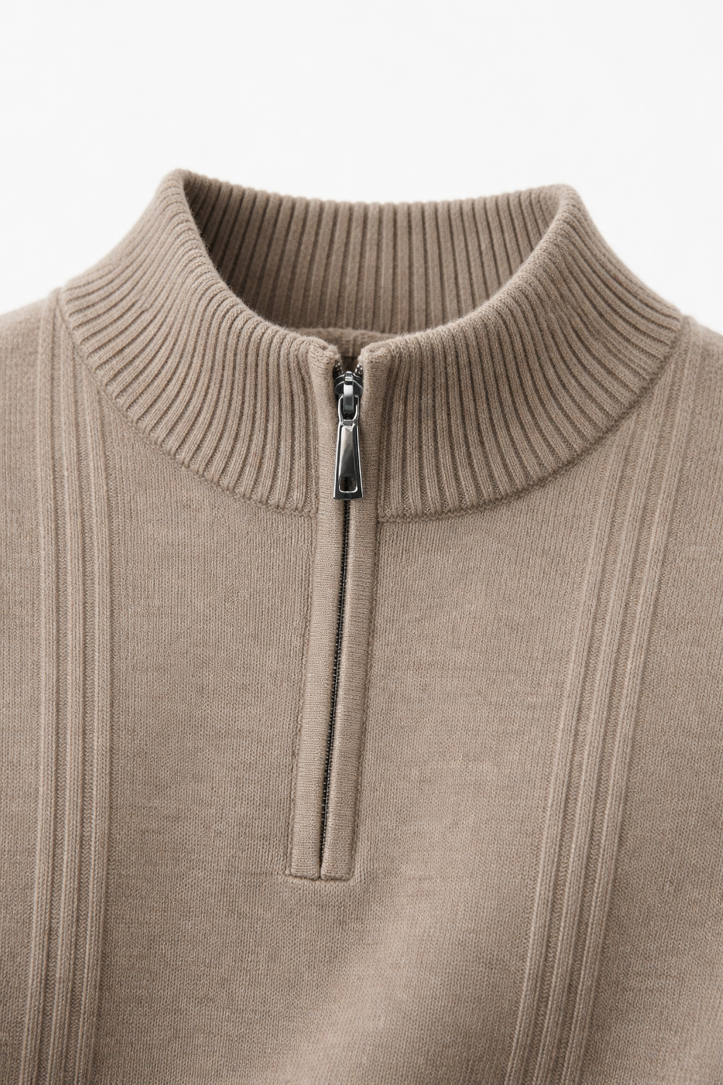 Teo Cashmere Half-Zip Knit Beige