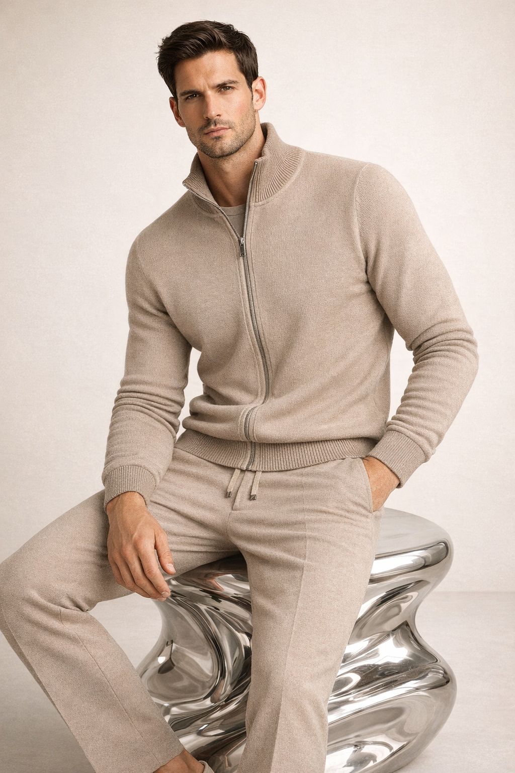 Nico Wool Zip Set Camel