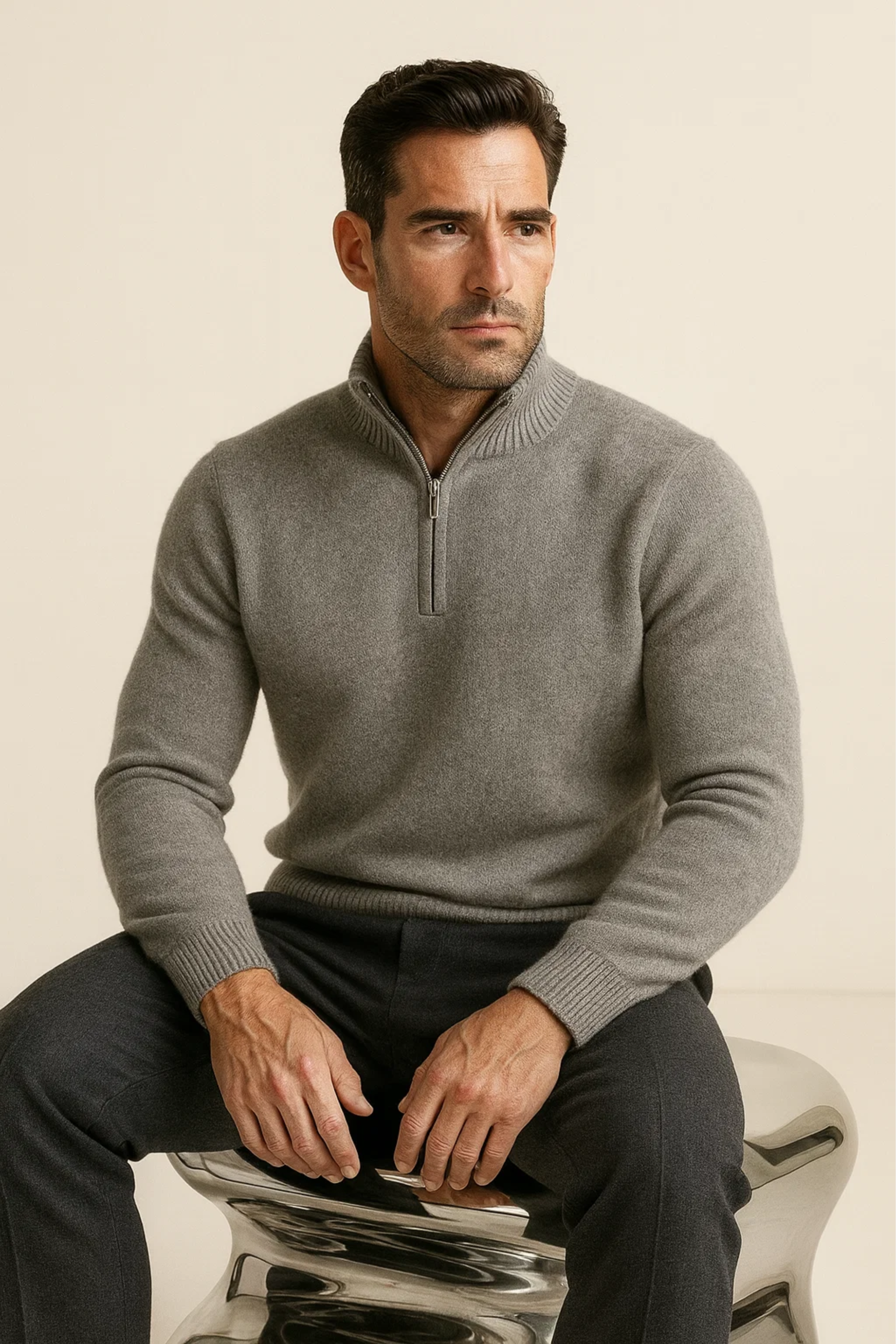 Enrico Half Zip Grey
