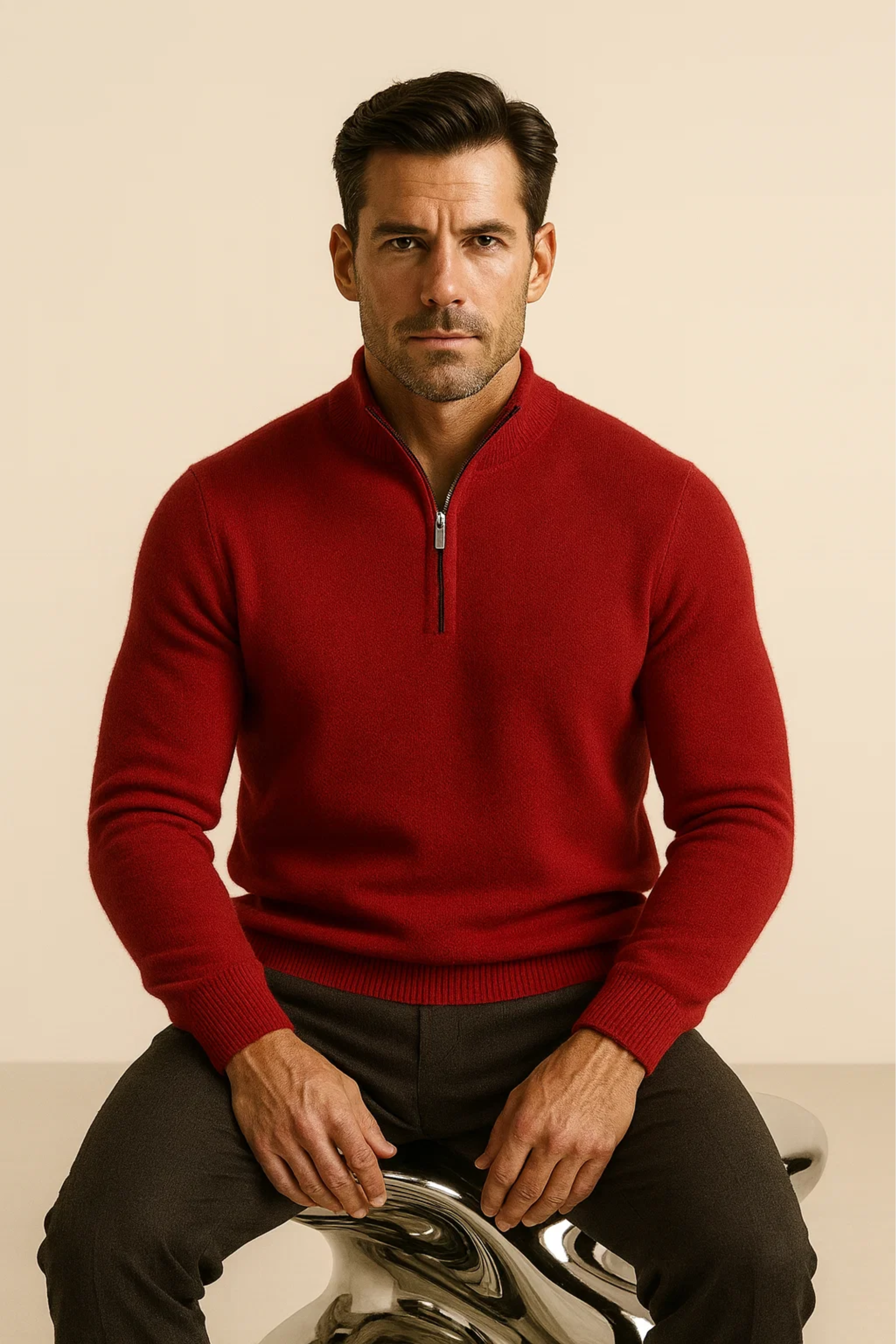 Enrico Half Zip Red
