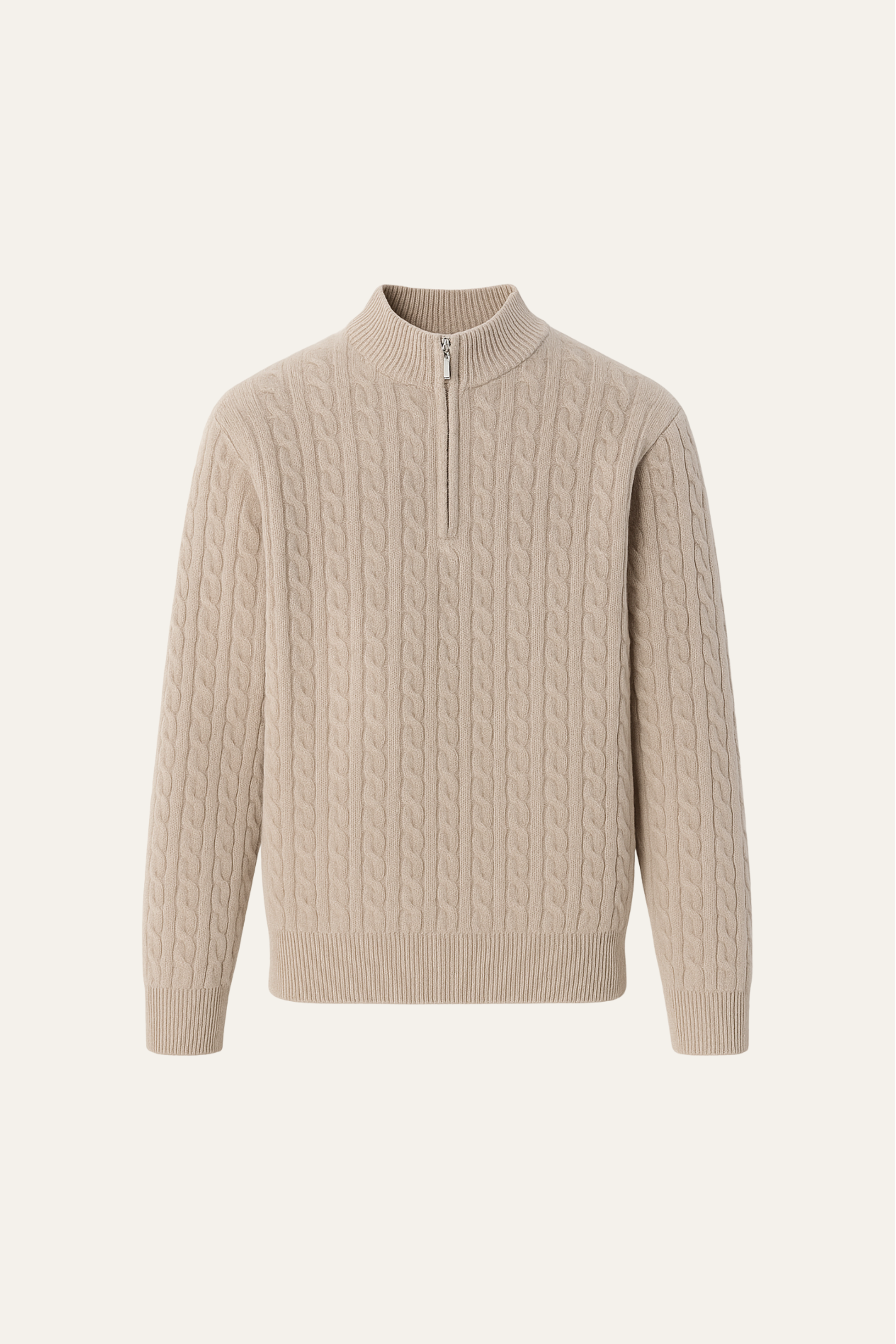 Lerano Cashmere Half-Zip Knit Beige