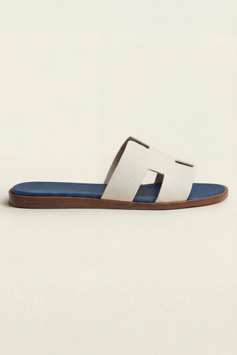 Arezzo Leather Sandal Ivory & Blue