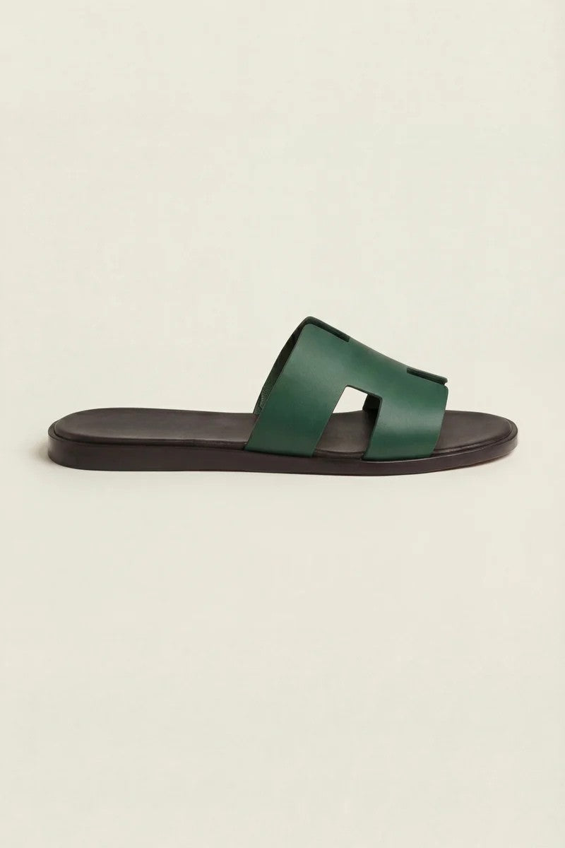 Arezzo Leather Sandal Dark Green