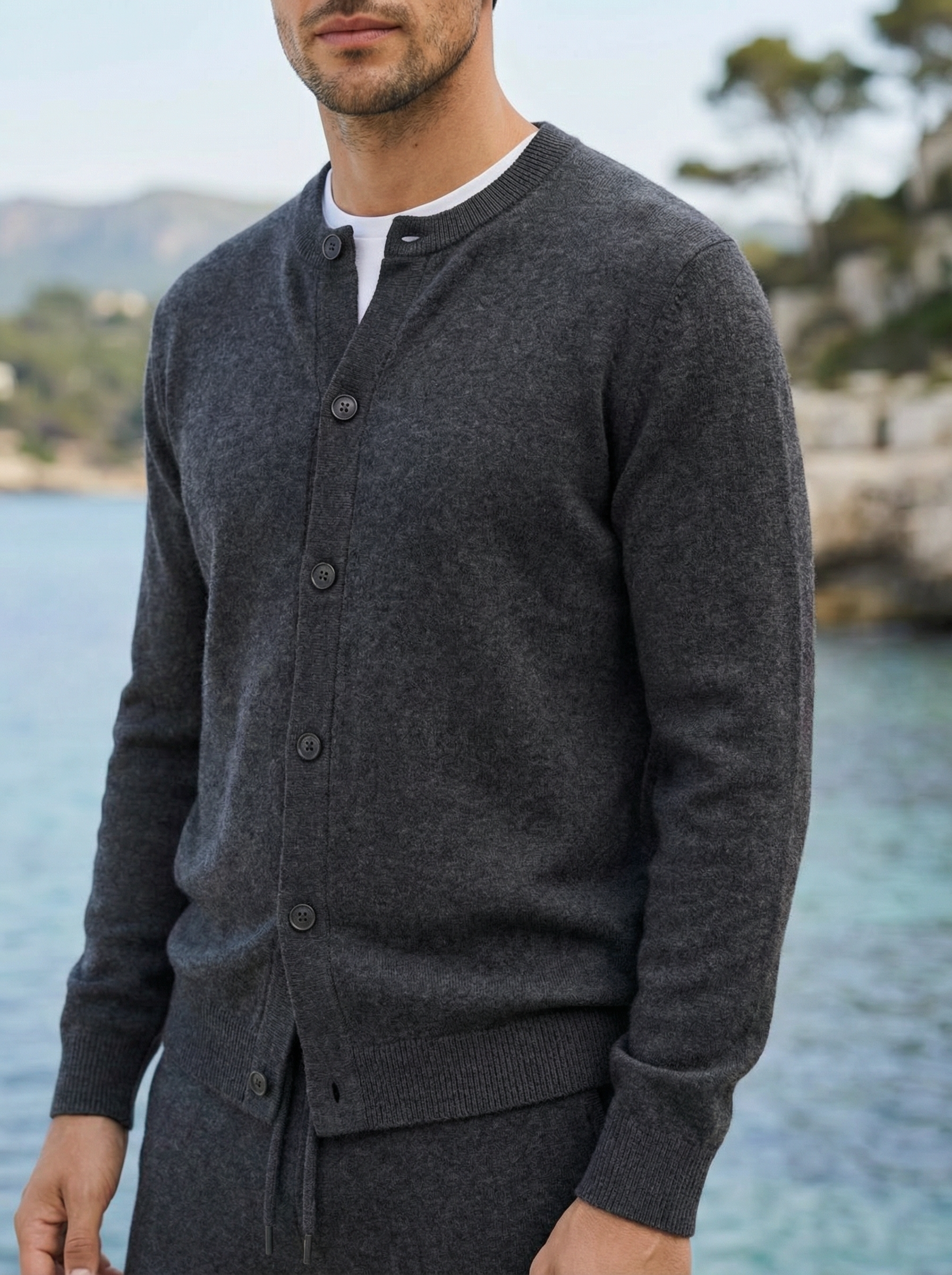 Arlino Buttoned Set Dark Grey