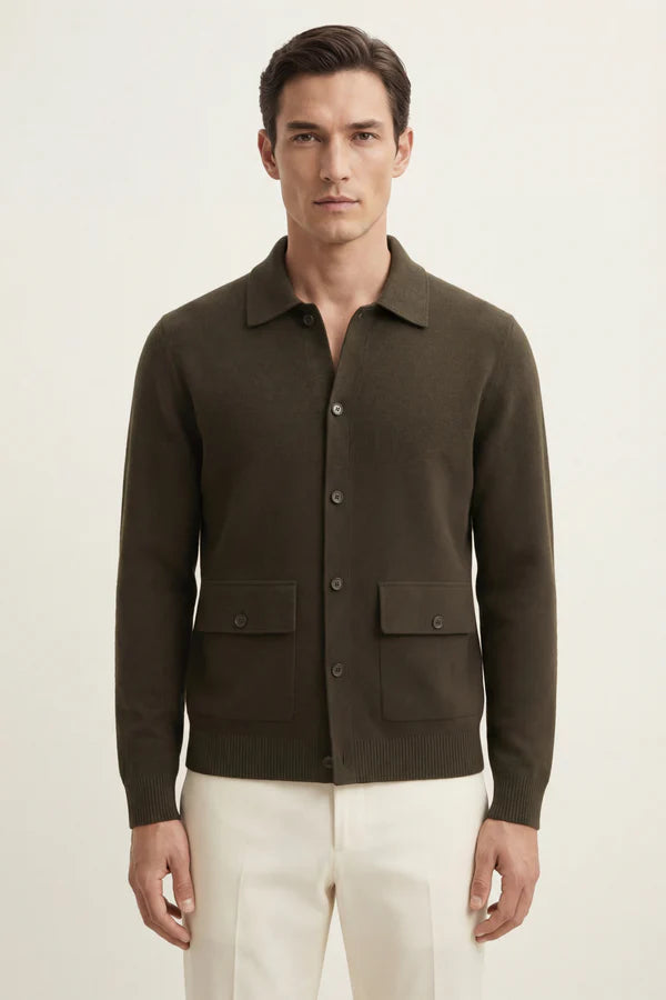 Lorenzo Cashmere Cardigan Olive Green