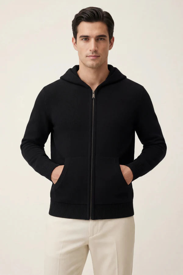 Tavole Hooded Zip Black