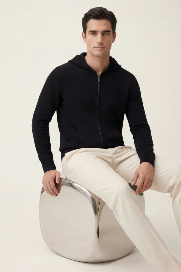 Tavole Hooded Zip Black