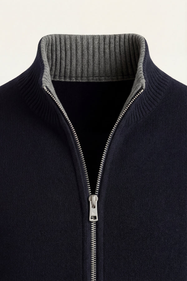 Terenzo Zip Cardigan Navy