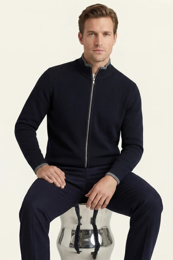 Terenzo Zip Cardigan Navy