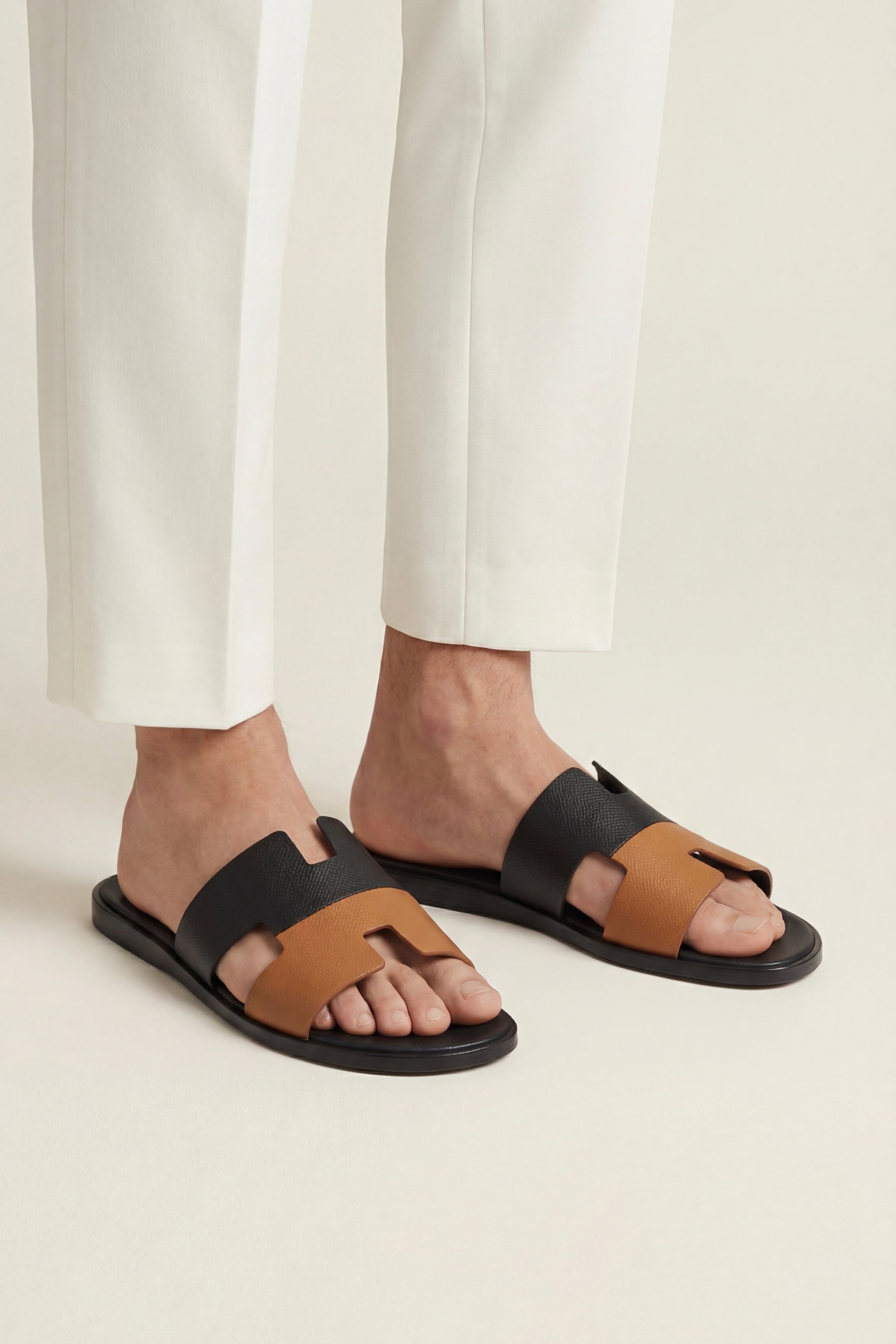 Arezzo Leather Sandal Black & Tan