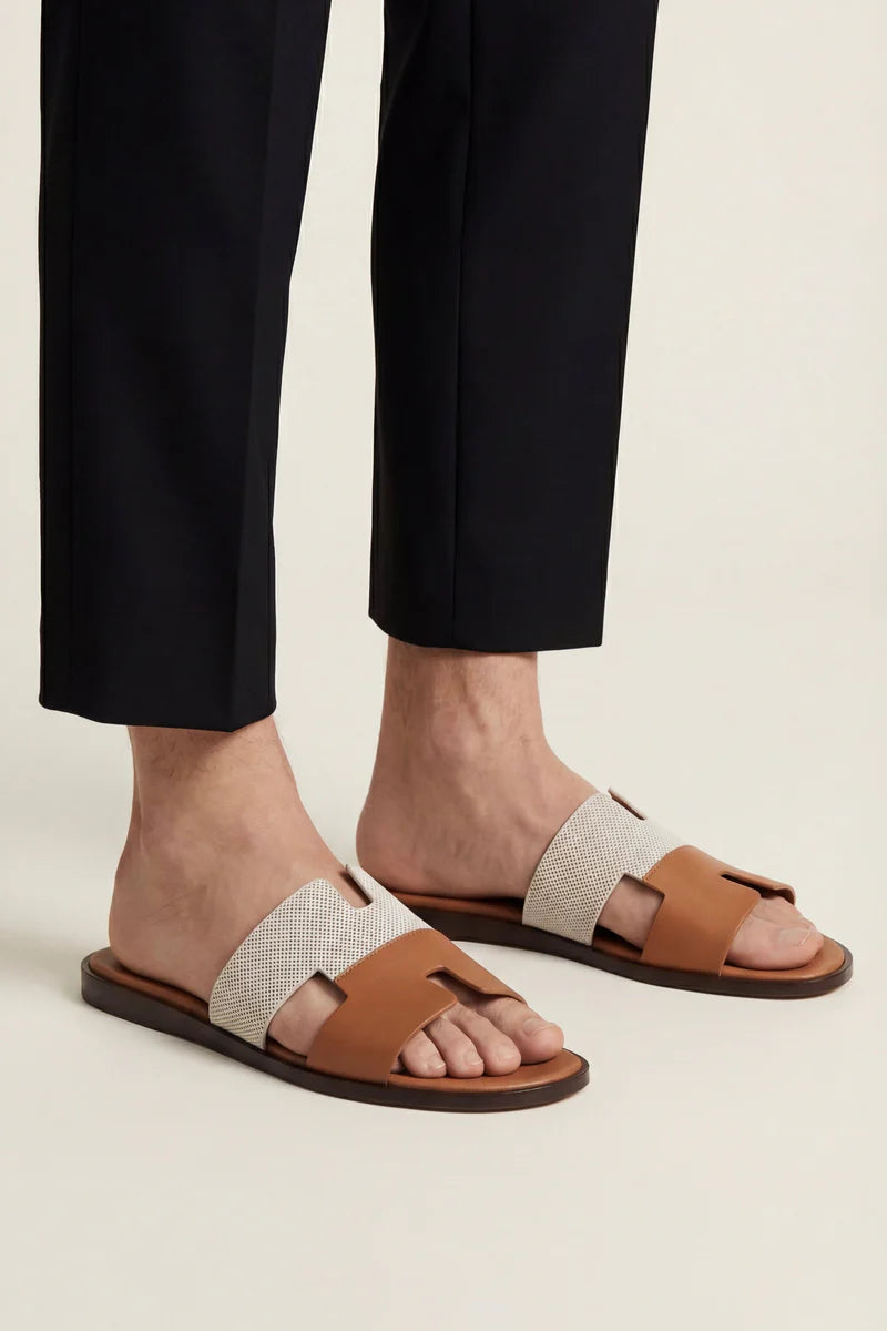 Arezzo Leather Sandal Beige & Tan