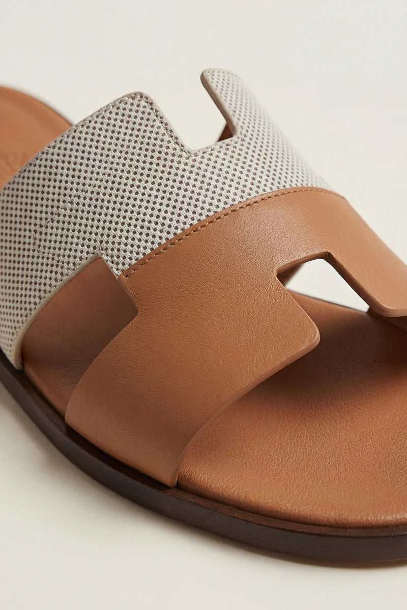 Arezzo Leather Sandal Beige & Tan
