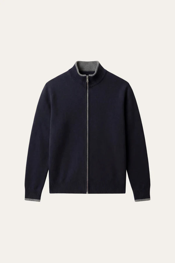 Terenzo Zip Cardigan Navy