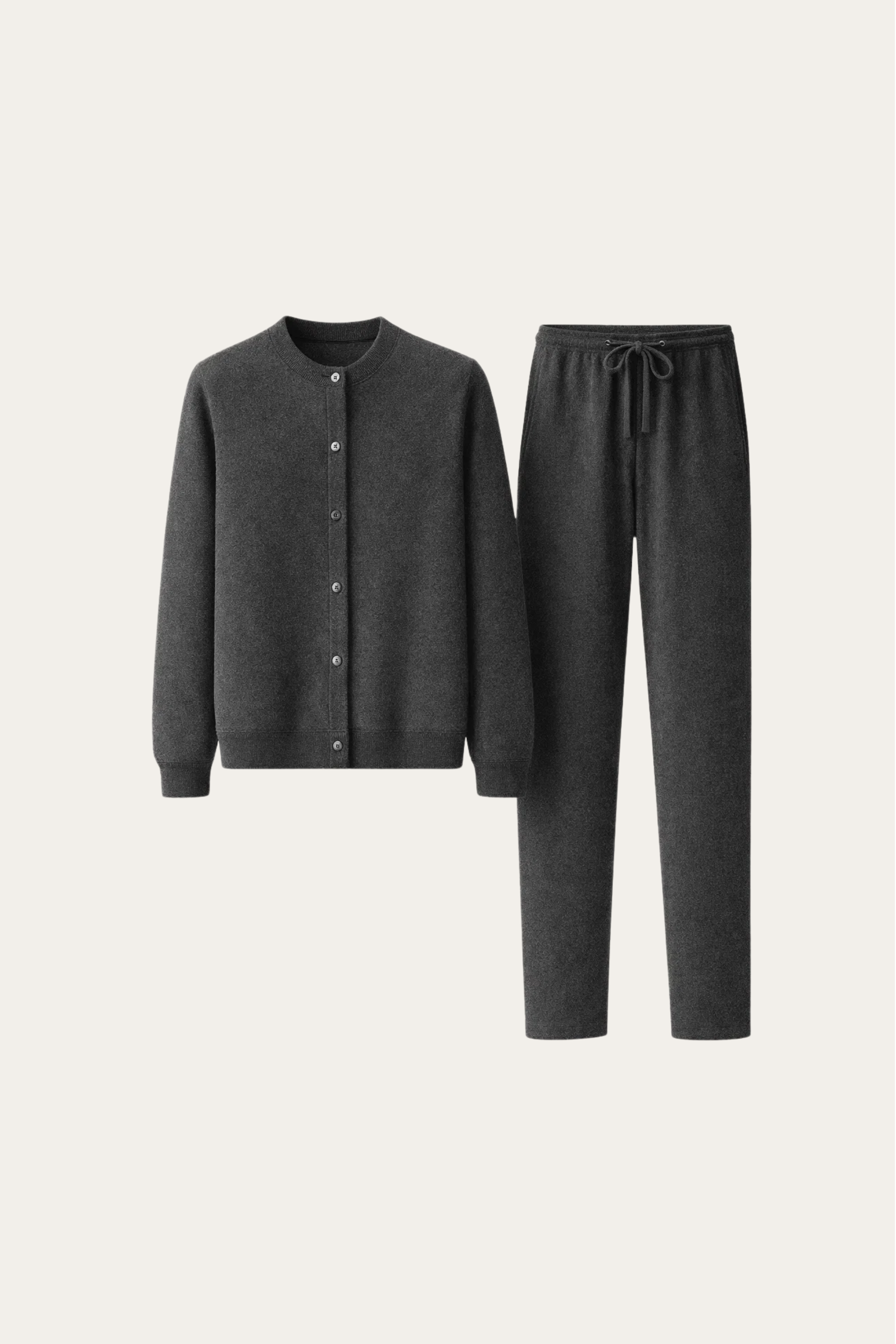 Silvio Wool Button Set Dark Grey