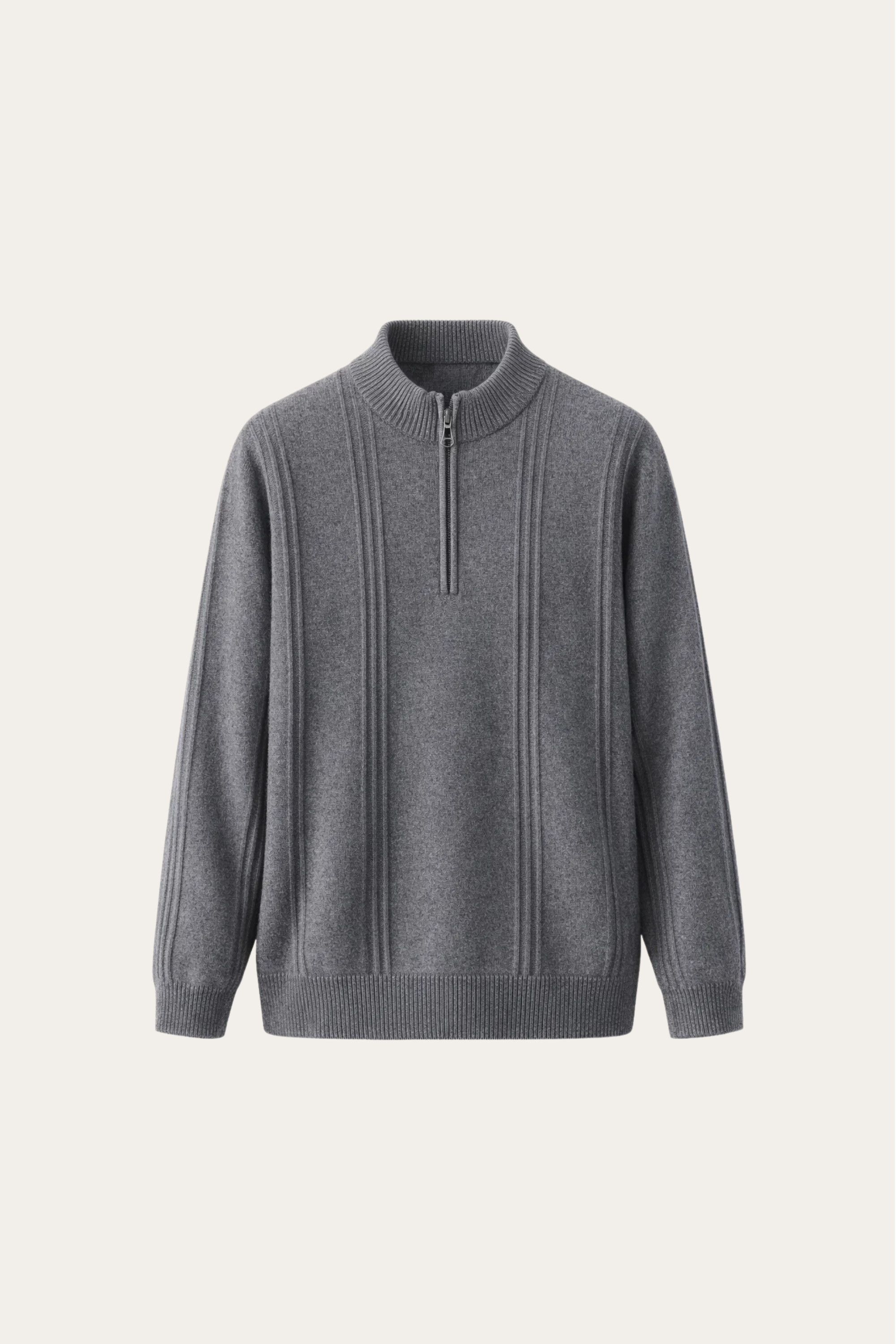 Teo Cashmere Half-Zip Knit Grey