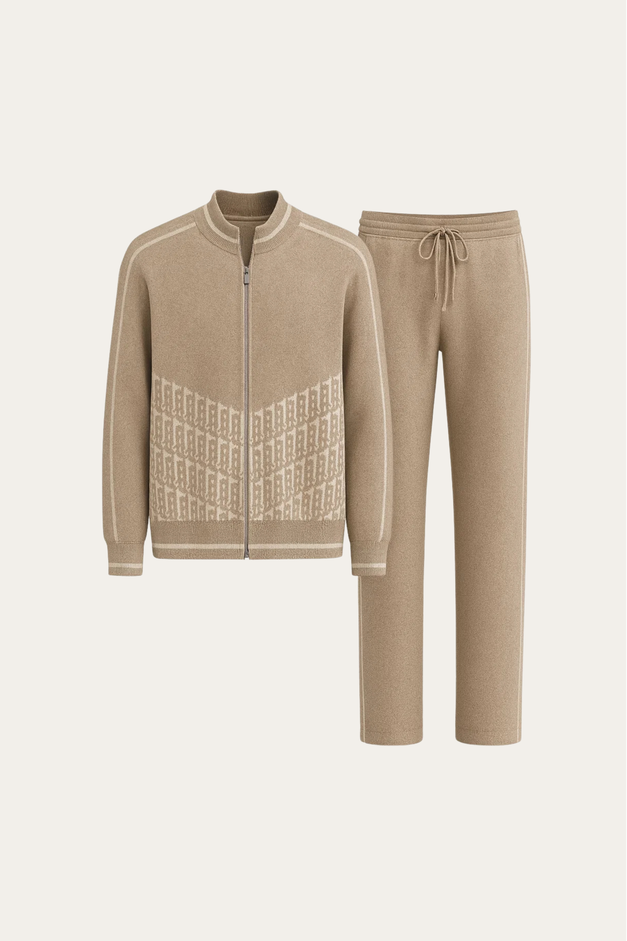 Enzo Cashmere Full-Zip Set Camel