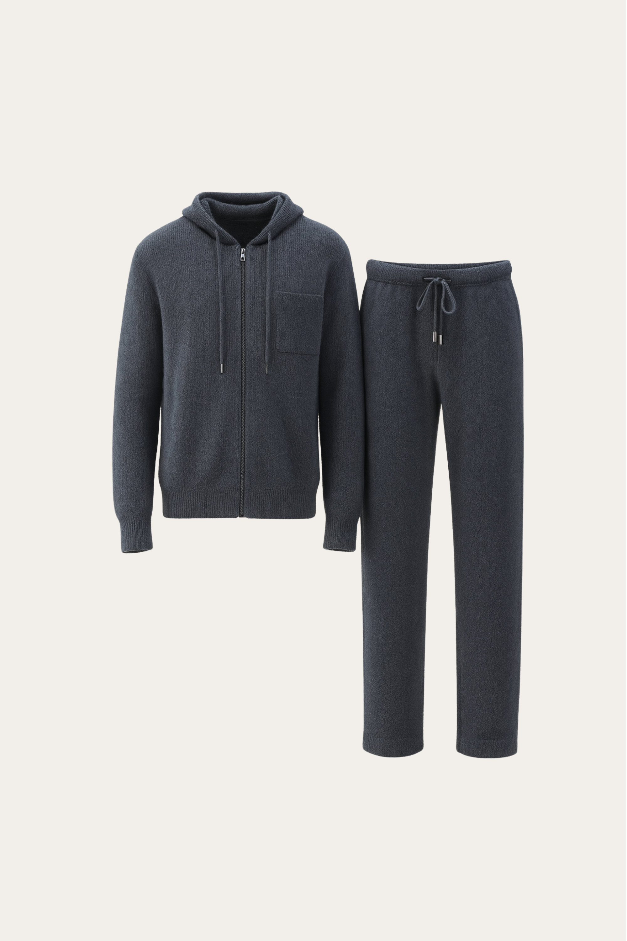 Filippo Cashmere Hooded Zip Set Blue