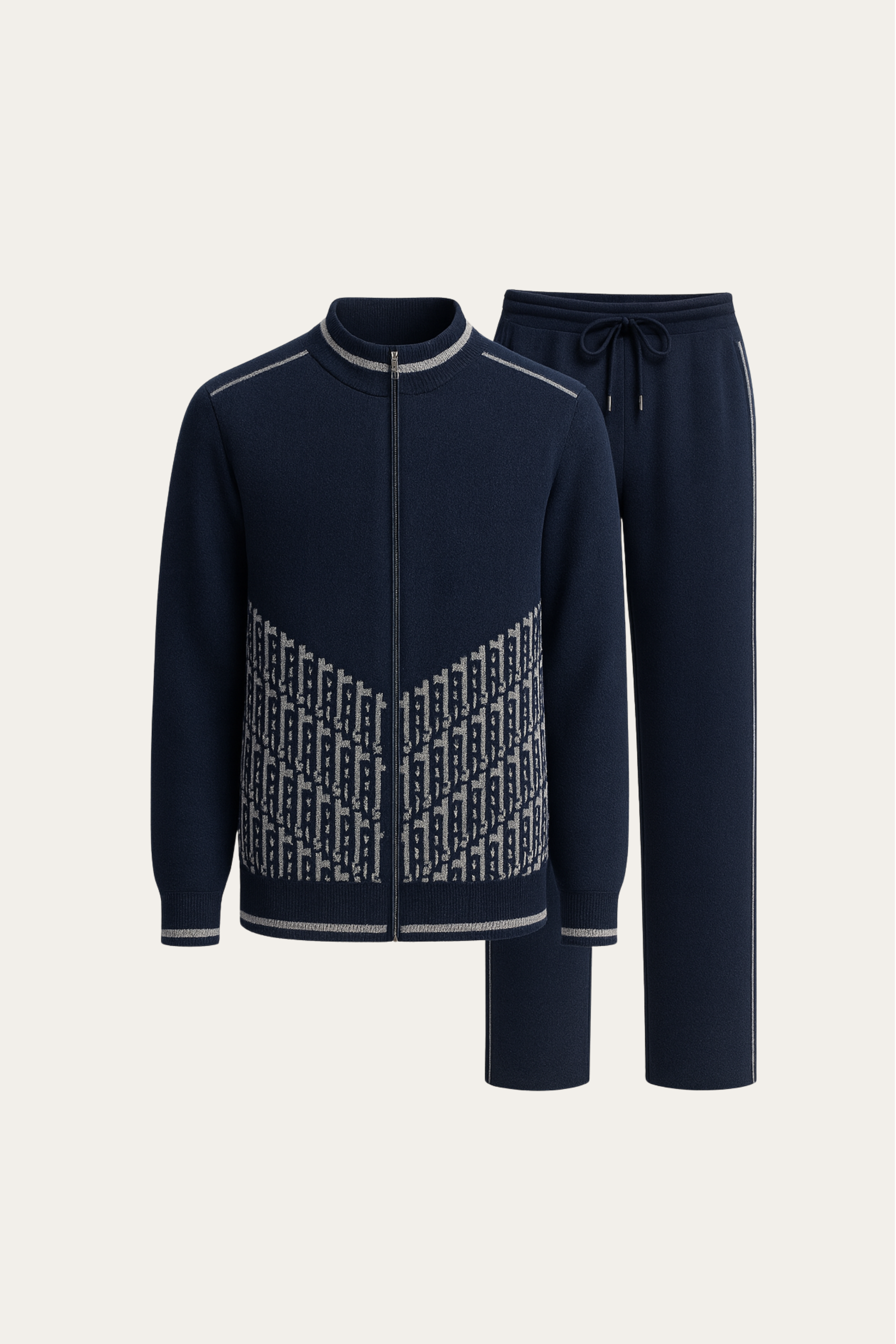 Enzo Cashmere Full-Zip Set Navy