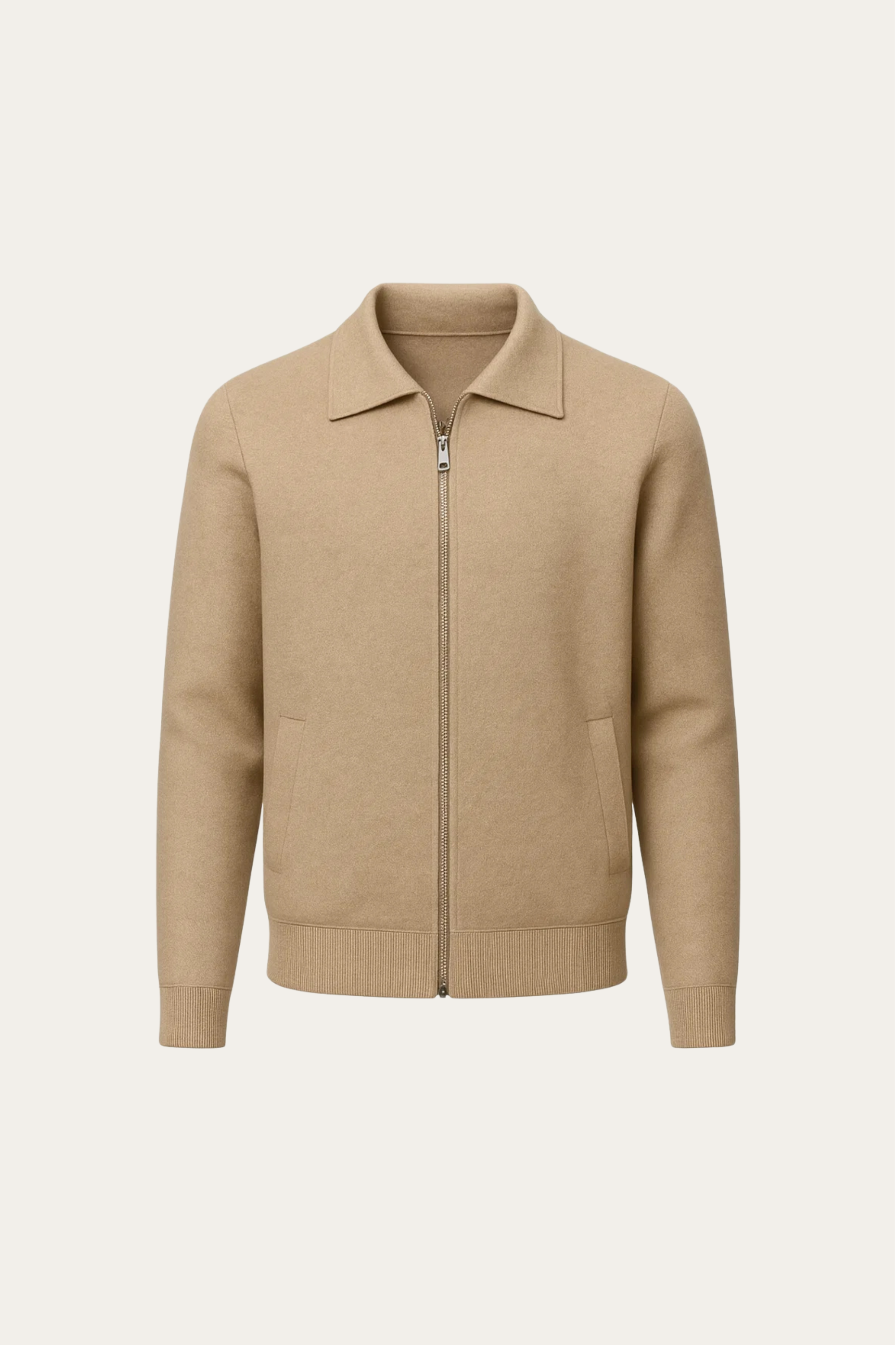 Luca Zip Polo Cardigan Camel