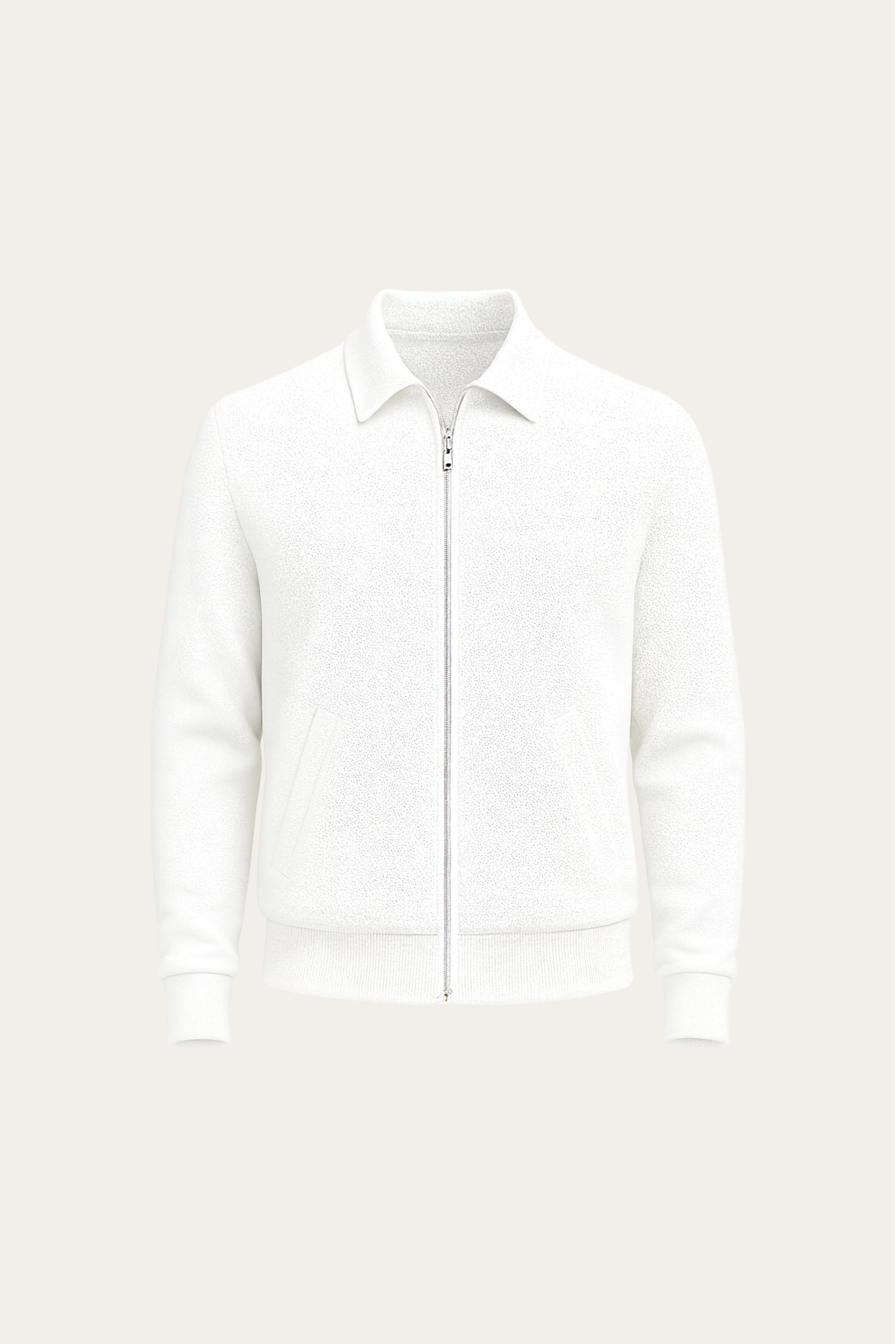 Luca Zip Polo Cardigan White