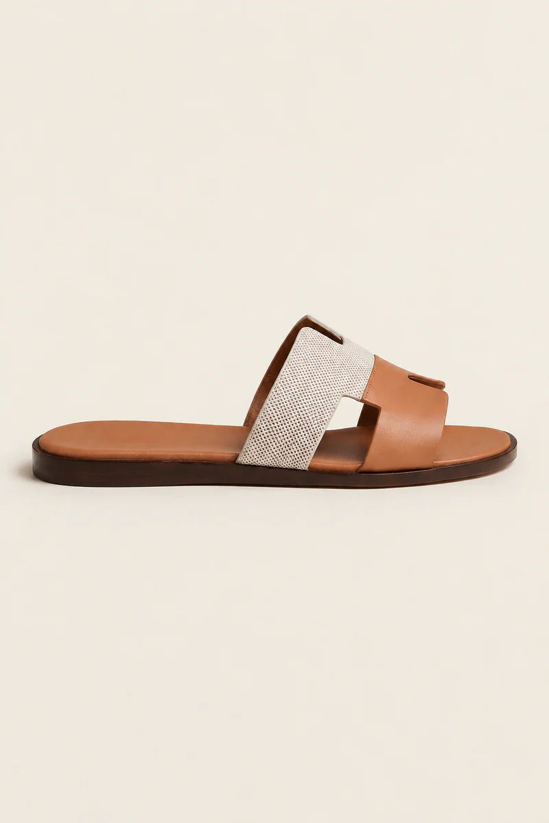 Arezzo Leather Sandal Beige & Tan